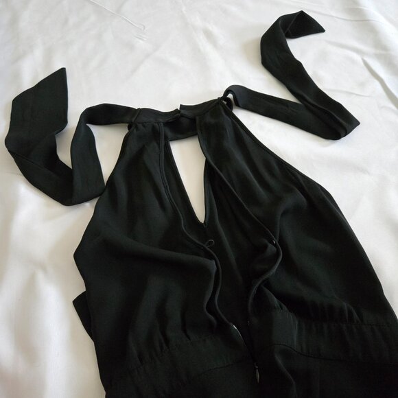 Zara Tie Neck Sleeveless Jumpsuit SZ S Black - Picture 10 of 13